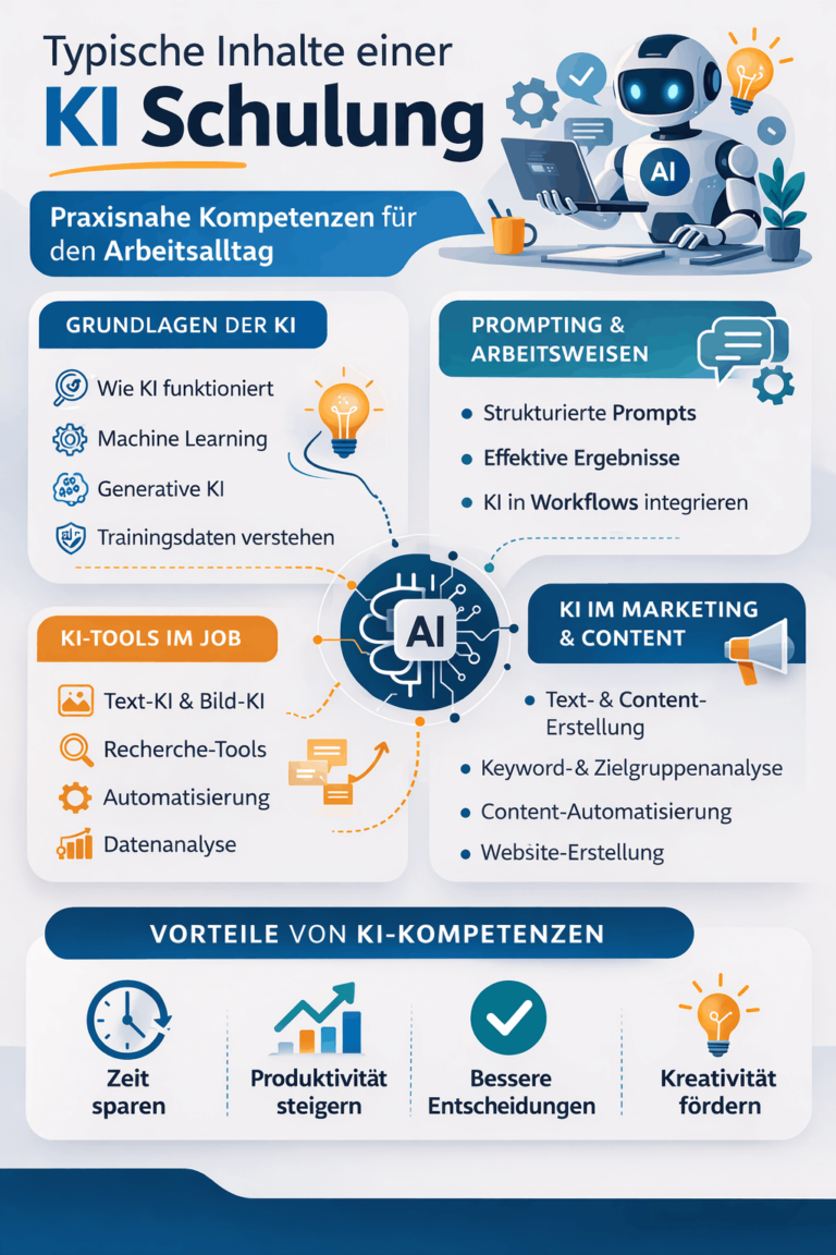 In einer KI Weiterbildung lernt man die wichtigsten Prompt-Techniken kennen und erfährt, wie man KI Tools effektiv einsetzt.